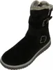 A black suede boot with fur lining and buckles. Produktbild-Vorschau