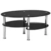 Oval Couchtisch aus Glas mit 2 Ebenen,Beistelltisch mit Produktbild-Vorschau 3