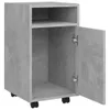 A gray, modern-looking cabinet on wheels with one door open, revealing an interior shelf and the open space below. Anteprima dell’immagine prodotto