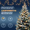 A decorated Christmas tree with lights and text overlay describing the product. Produktbild-Vorschau