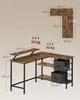 A collage of an L-shaped desk with dimensions and weight capacity indicated. Náhled obrázku produktu