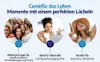 Collage of three circular images showing people smiling and using technology, with accompanying text. Produktbild-Vorschau