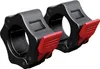 A pair of black barbell collars with red locking mechanisms. Produktbild-Vorschau