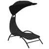vidaXL Sonnenliege mit Dach Schwarz 167x80x195 cm Stoff und Produktbild-Vorschau 8