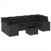 Design 8-tlg. Garten-Sofagarnitur mit Kissen Schwarz Poly Produktbild-Vorschau 2