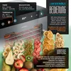 A marketing image for a food dehydrator, showcasing its features and the dried food products it can produce. Produktbild-Vorschau