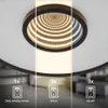 A ceiling lamp with an infinity mirror effect, showing different light settings. Produktbild-Vorschau
