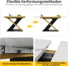 A diagram showing the extension mechanism of a dining table, with close-ups of the metal rails and locking mechanism. Podgląd zdjęcia produktu