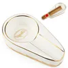 A white ceramic ashtray with gold trim and a cigar resting in a separate holder. Produktbild-Vorschau