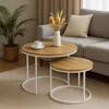 2er Set Couchtische rund – Weiß / Holzoptik Craft – Nesting Produktbild-Vorschau 4
