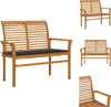 vidaXL Gartenbank mit Anthrazit Auflage 112 cm Massivholz Produktbild-Vorschau 1