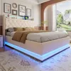 A bedroom with a bed, nightstand, and a window overlooking a suburban neighborhood. Produktbild-Vorschau