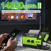 A person is charging a smartphone from a solar-powered emergency radio. Produktbild-Vorschau