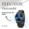 A watch with text overlays highlighting its features. Voir les images du produit