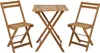 A wooden balcony set with a table and two chairs. Produktbild-Vorschau
