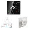 A collage of a smart thermostat, a wiring diagram, and the back of a thermostat. Podgląd zdjęcia produktu