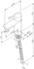 Technical drawing of a faucet with dimensions and connection details. Produktbild-Vorschau