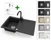 Granitspüle 76x44 cm mit Armatur Schwarz Gesprenkelt – Produktbild-Vorschau 1
