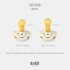 A size guide for BIBS Boheme pacifiers, showing two different sizes with measurements. Produktbild-Vorschau