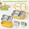 Bento Lunchbox, Edelstahl Brotdose mit 3 Fächern & dichtem Produktbild-Vorschau 4