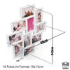 A white collage photo frame displaying multiple photos of people in various settings. Produktbild-Vorschau