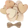 Kurtzy 50-er Pack Holzherzen mit 10m Jute Schnur - 10x10cm Produktbild-Vorschau 1