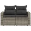 vidaXL Záhradná pohovka 2-sed s vankúšom Grey Poly Rattan Náhľad obrázku produktu 4