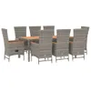 vidaXL 9-tlg. Garten-Essgruppe mit Kissen Grau Poly Rattan Produktbild-Vorschau 4
