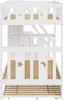A white bunk bed with wooden slats is shown against a white background. Produktbild-Vorschau
