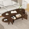 Table basse ovale Merax avec porte coulissante à stores, Voir les images du produit 3