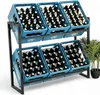 A metal rack holding several blue crates filled with bottles. Náhled obrázku produktu