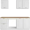 Küchenmöbel-Set - Mit Arbeitsplatte 200 cm - Weiß und Natur Produktbild-Vorschau 1