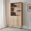 Libreria in legno e metallo nero a 2 ante, Marrone naturale Anteprima dell’immagine prodotto 2