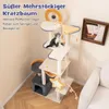 A multi-level cat tree with a cat on it, placed in a room with a couch and a framed picture on the wall. Anteprima dell’immagine prodotto