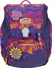 A children's backpack with a colorful, knitted pattern and cute monster and sunflower appliques. Náhľad obrázku produktu