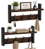 Relaxdays Wandgarderobe, set van 2, met 4 dubbele haken, Productafbeelding-voorbeeld 1