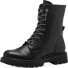A black leather boot with glitter laces is shown against a white background. Produktbild-Vorschau