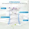 Diagram showing the 4 layers of a filter, with particles being filtered out. Produktbild-Vorschau