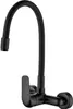 A black wall-mounted kitchen faucet with a flexible spout. Náhľad obrázku produktu