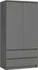 BDW, armadio 2 ante, 2 cassetti, 180x90x51 cm, grigio Anteprima dell’immagine prodotto 2