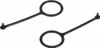 Two black plastic accessories with a loop and a stem with a small knob at the end, isolated on a white background. Produktbild-Vorschau