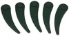 Five green blades for a lawnmower are arranged in a row on a white background. Produktbild-Vorschau