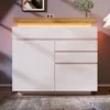 Commode Sweiko, buffet brillant avec 2 portes et 3 tiroirs, Voir les images du produit 15