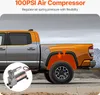 A truck with an air compressor kit shown in a circle, highlighting the air spring pressure adjustment feature. Náhled obrázku produktu