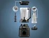 An exploded view of a blender with its various components laid out. Produktbild-Vorschau