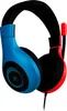 A pair of blue and red gaming headphones with a black headband and microphone. Anteprima dell’immagine prodotto