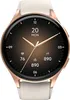 A close-up of a smartwatch with a rose gold casing and a white strap, displaying the time and health metrics on its screen. Voir les images du produit