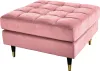 A pink velvet ottoman with black and gold legs, shown from a slight angle against a white background. Produktbild-Vorschau