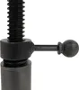 A close-up view of the adjustment mechanism of a black metal bar stool. Voir les images du produit