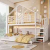 Merax Etagenbett 90x200 cm + 140x200 cm, Hausdesign Produktbild-Vorschau 1